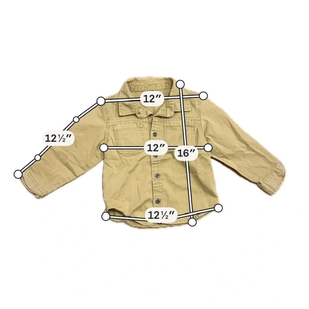 Old Navy Toddler Boys Utility Button Shirt Size 3T Olive Green Yellow